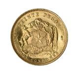 Moneda Nacional de Oro 20 Pesos Chilenos 2 Cóndores Año 1961