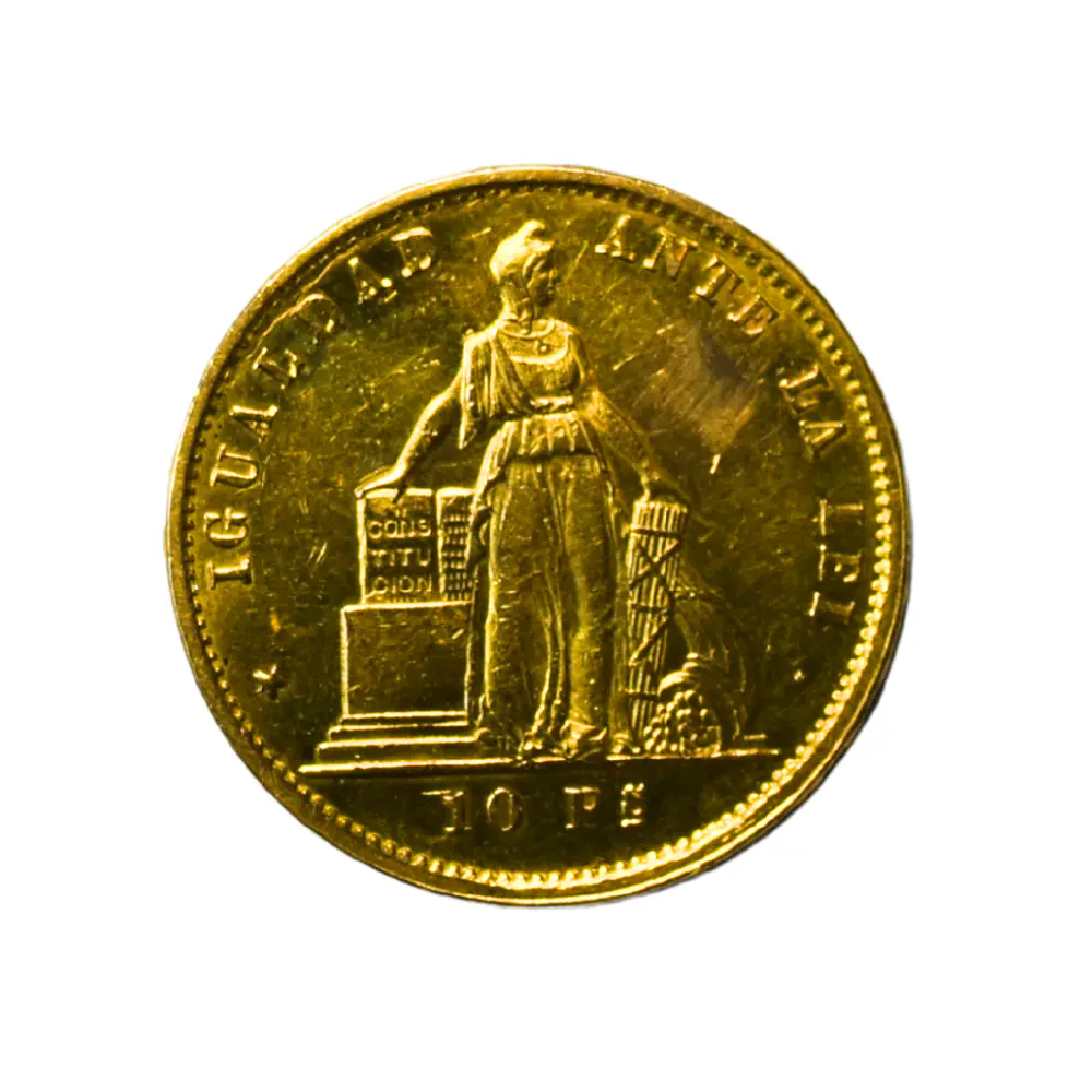 Moneda Nacional de Oro 10 Pesos Chile Año 1870