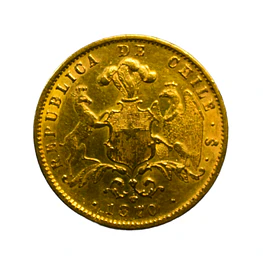 Moneda Nacional de Oro 10 Pesos Chile Año 1870