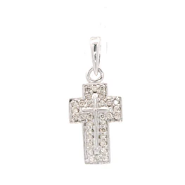 Colgante Cruz 10K Rodinada con 32 Diamantes