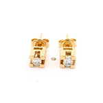 Aros Chatón Cuadrado 18K Oro Amarillo con Diamante