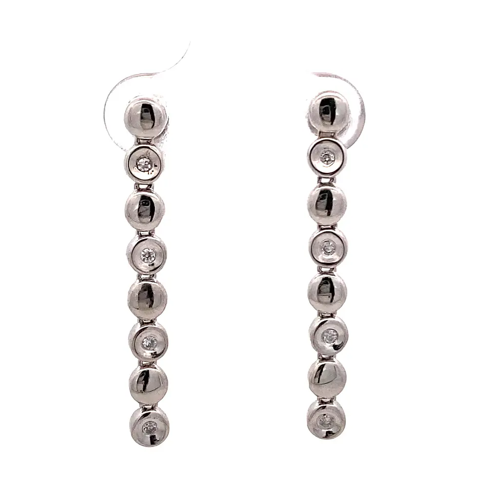 Aros Articulados Circulares 18K Oro Blanco Rodinado con 4 Diamantes