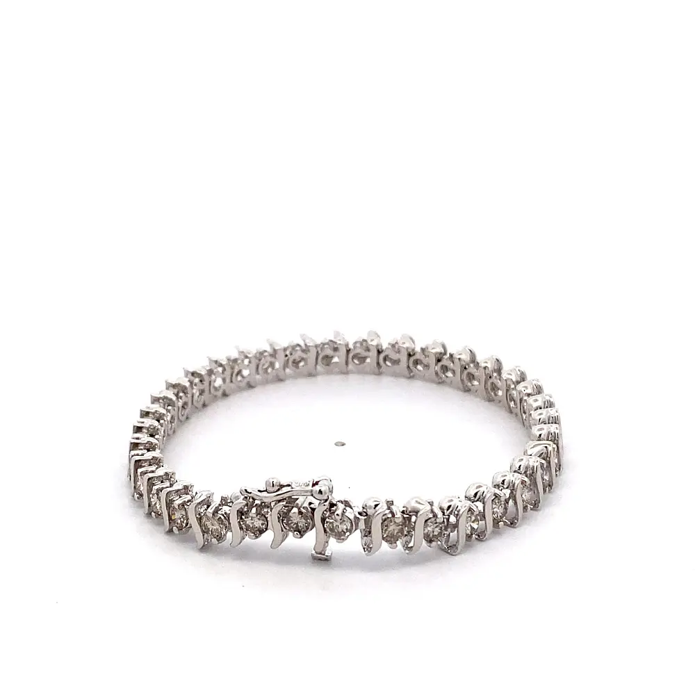 Pulsera Articulada 14K Rodinada con 35 Diamantes