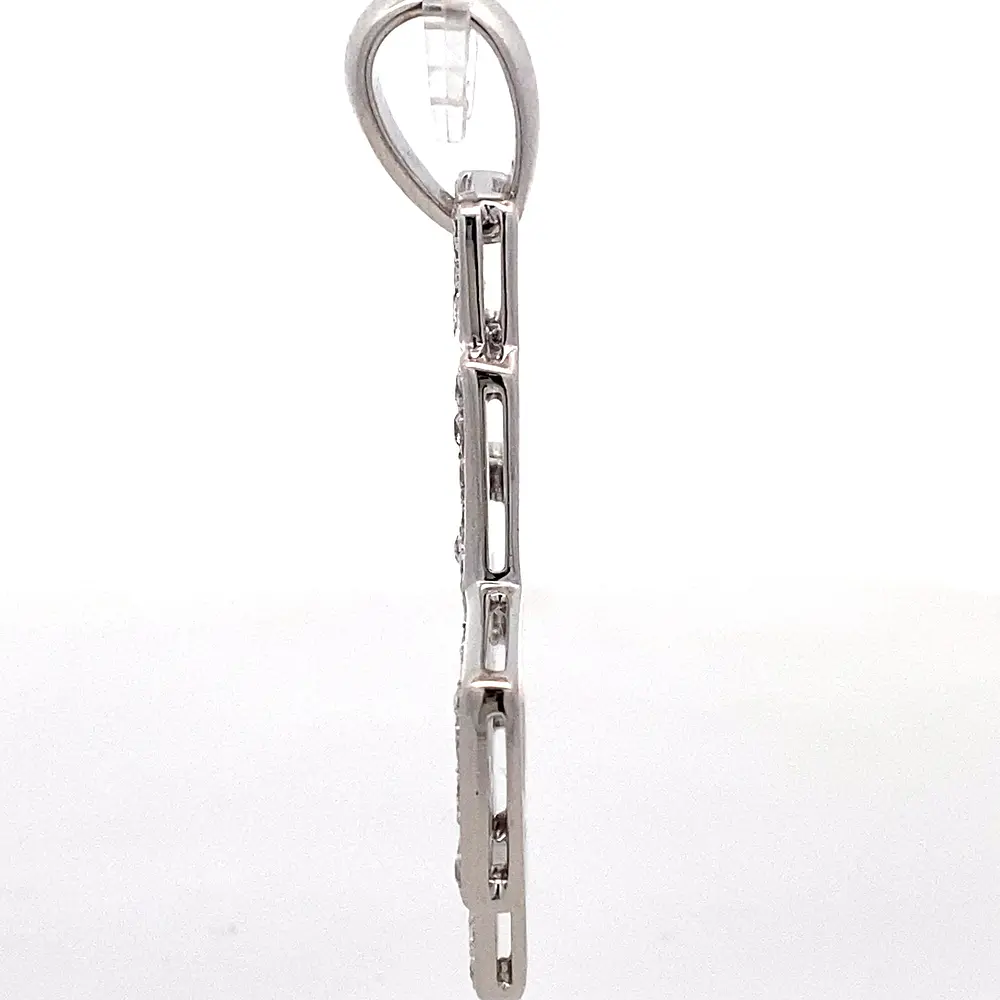 Colgante Cruz 18K Oro Blanco Rodinado con 73 Diamantes