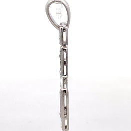 Colgante Cruz 18K Oro Blanco Rodinado con 73 Diamantes