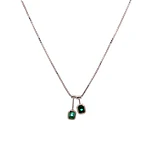 Cadena Veneciana 18K Rodinada con Colgante y 2 Esmeraldas
