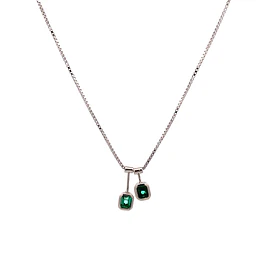 Cadena Veneciana 18K Rodinada con Colgante y 2 Esmeraldas