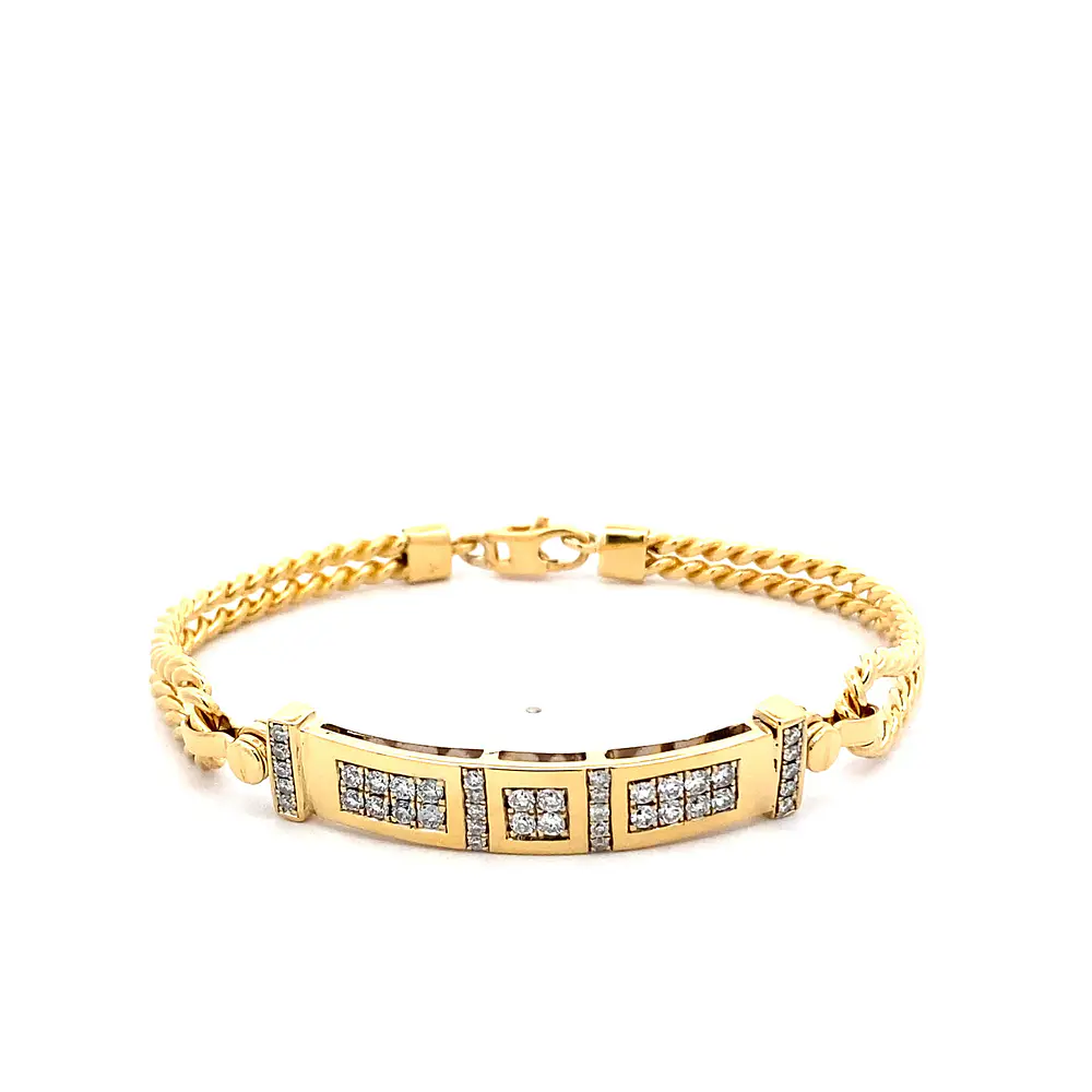 Pulsera Calada Entorchada 18K Oro Amarillo con 40 Diamantes