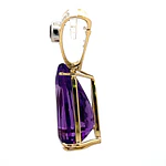 Colgante Gota Ovalada 14K Oro Amarillo con Diamantes, Rubí y Amatista