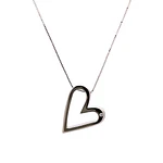 Cadena Veneciana 18K Rodinada con Colgante Corazón y Diamante