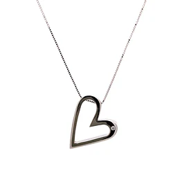 Cadena Veneciana 18K Rodinada con Colgante Corazón y Diamante