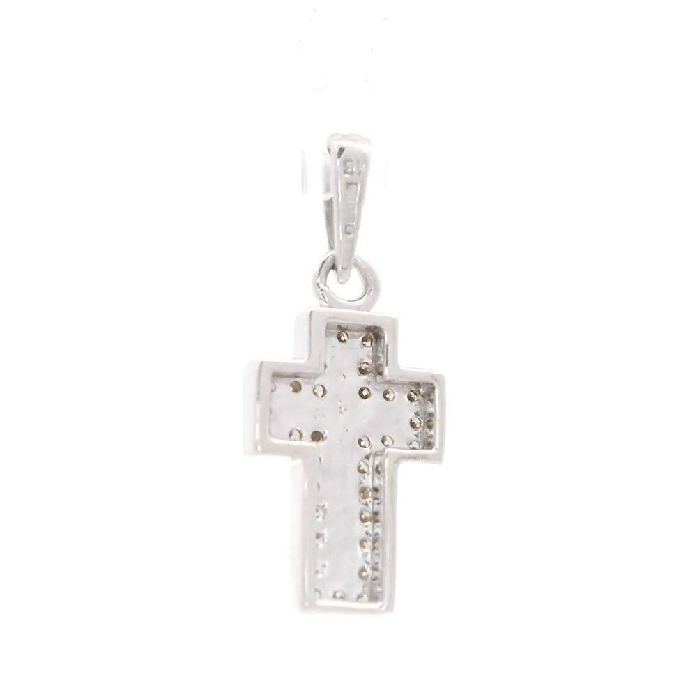 Colgante Cruz 10K Rodinada con 32 Diamantes
