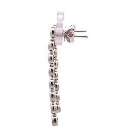 Aros Articulados Circulares 18K Oro Blanco Rodinado con 4 Diamantes