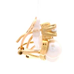 Aros Chatón 18K Oro Amarillo con Perla y Diamante Princess