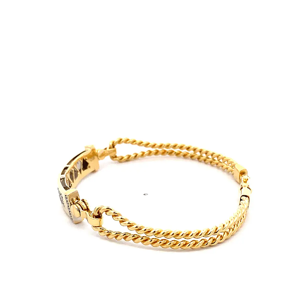 Pulsera Calada Entorchada 18K Oro Amarillo con 40 Diamantes