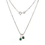 Cadena Veneciana 18K Rodinada con Colgante y 2 Esmeraldas