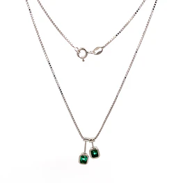 Cadena Veneciana 18K Rodinada con Colgante y 2 Esmeraldas