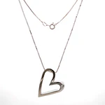 Cadena Veneciana 18K Rodinada con Colgante Corazón y Diamante