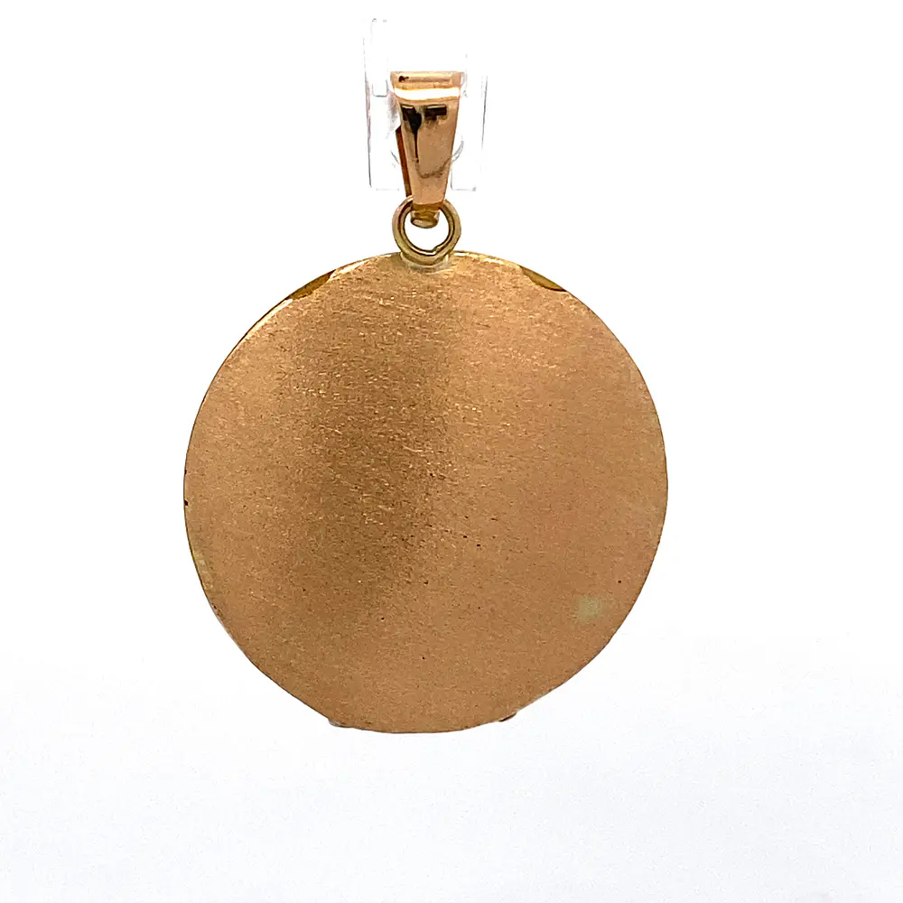Colgante Relicario Circular 18K con 77 Diamantes Corte Rosa