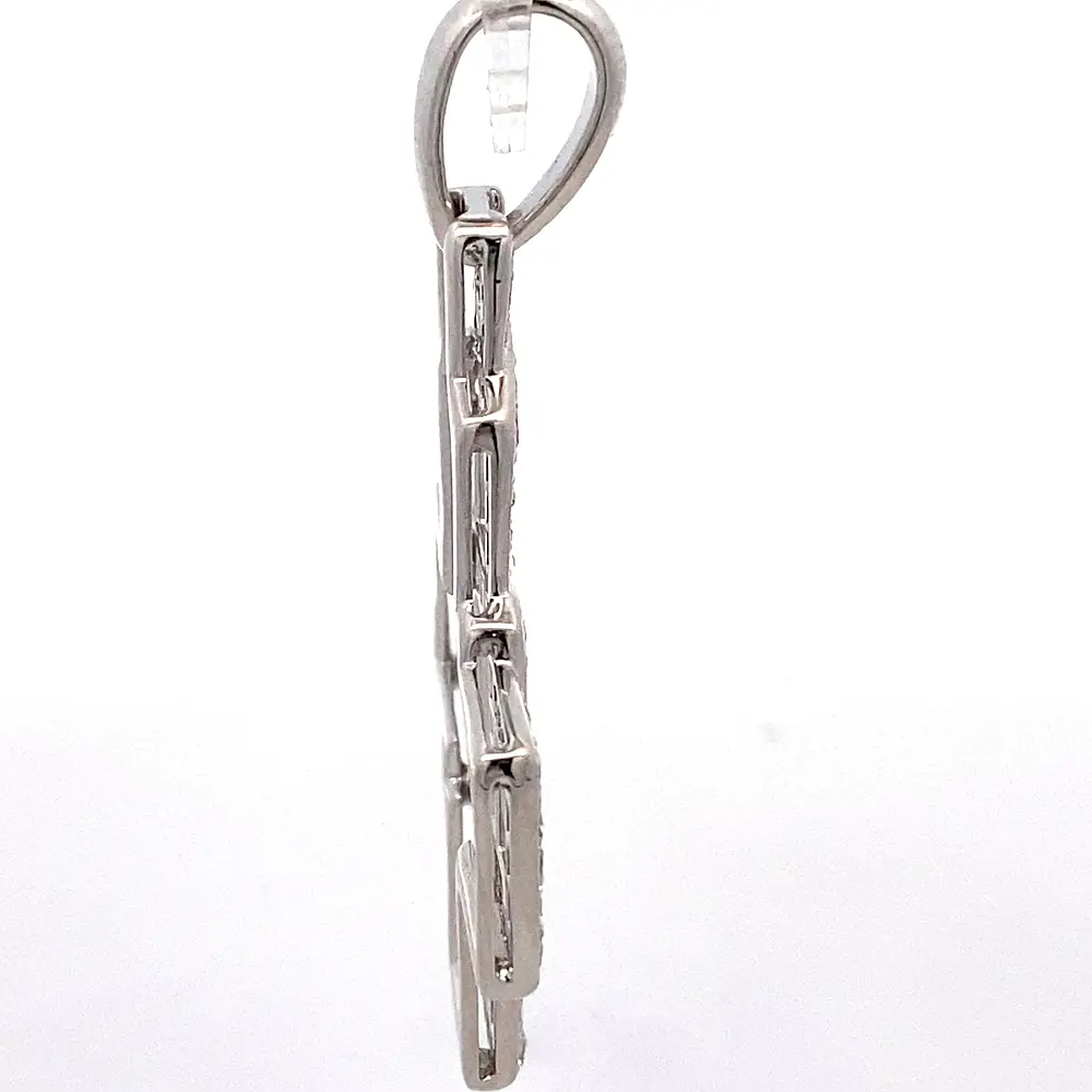 Colgante Cruz 18K Oro Blanco Rodinado con 73 Diamantes
