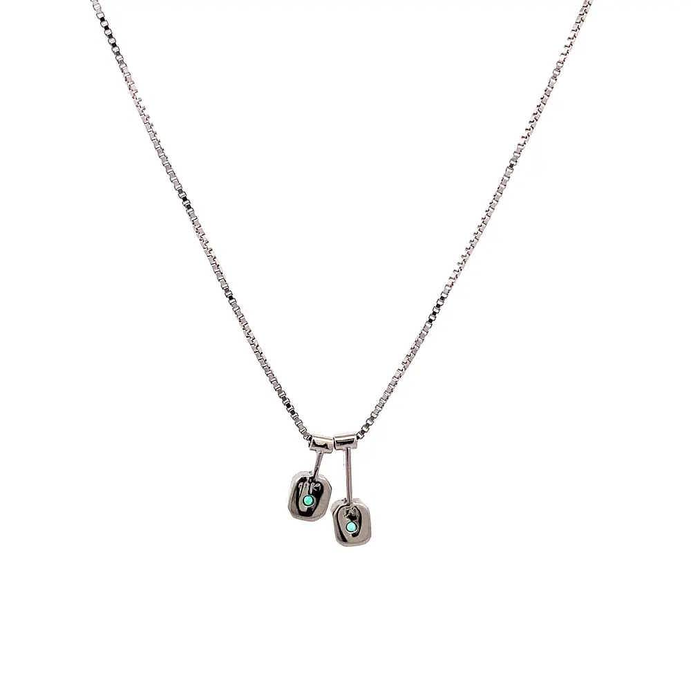 Cadena Veneciana 18K Rodinada con Colgante y 2 Esmeraldas