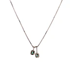 Cadena Veneciana 18K Rodinada con Colgante y 2 Esmeraldas