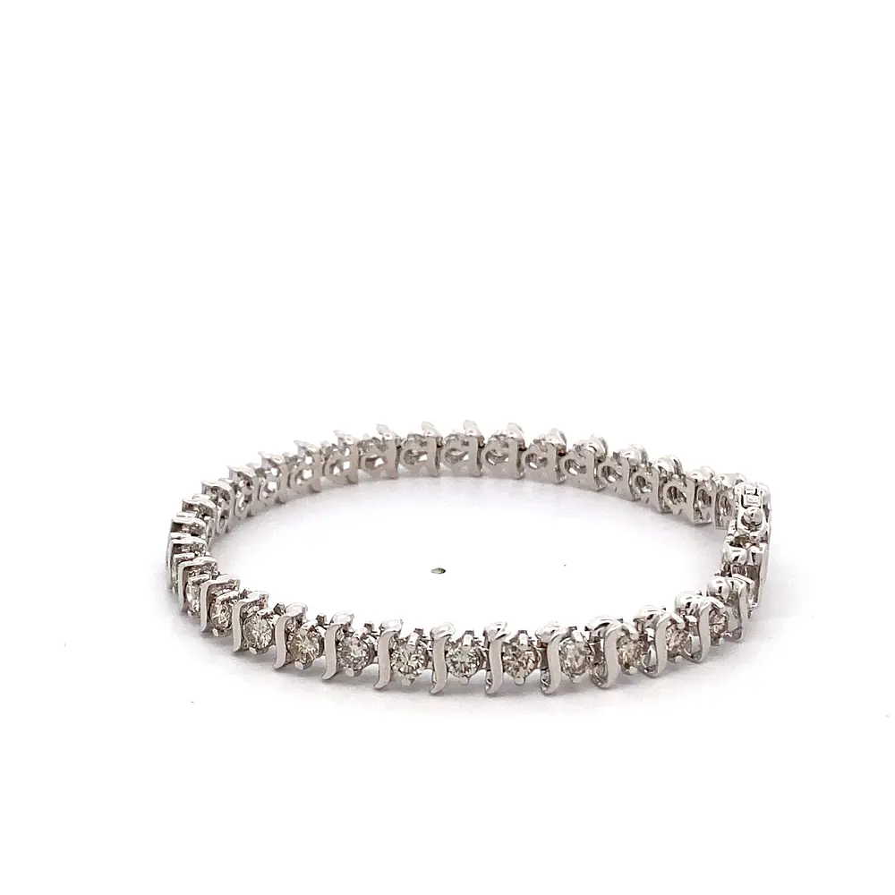 Pulsera Articulada 14K Rodinada con 35 Diamantes