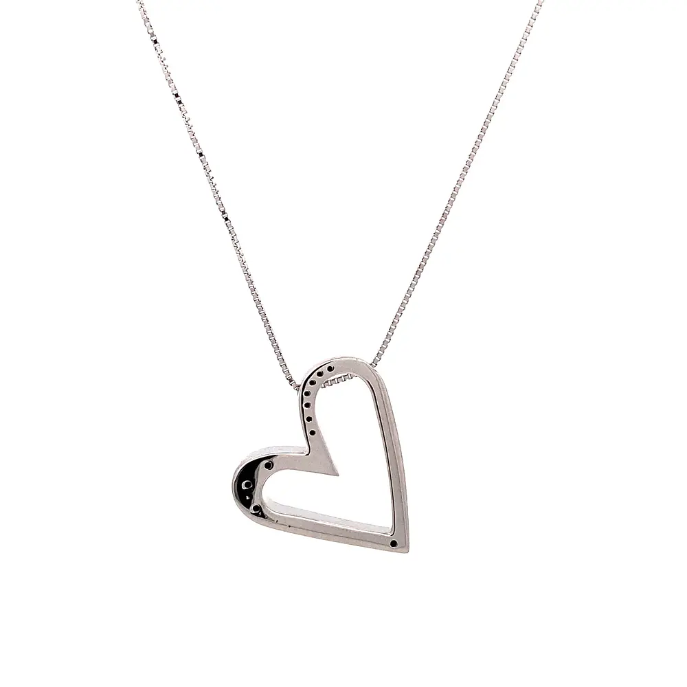 Cadena Veneciana 18K Rodinada con Colgante Corazón y Diamante