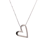 Cadena Veneciana 18K Rodinada con Colgante Corazón y Diamante