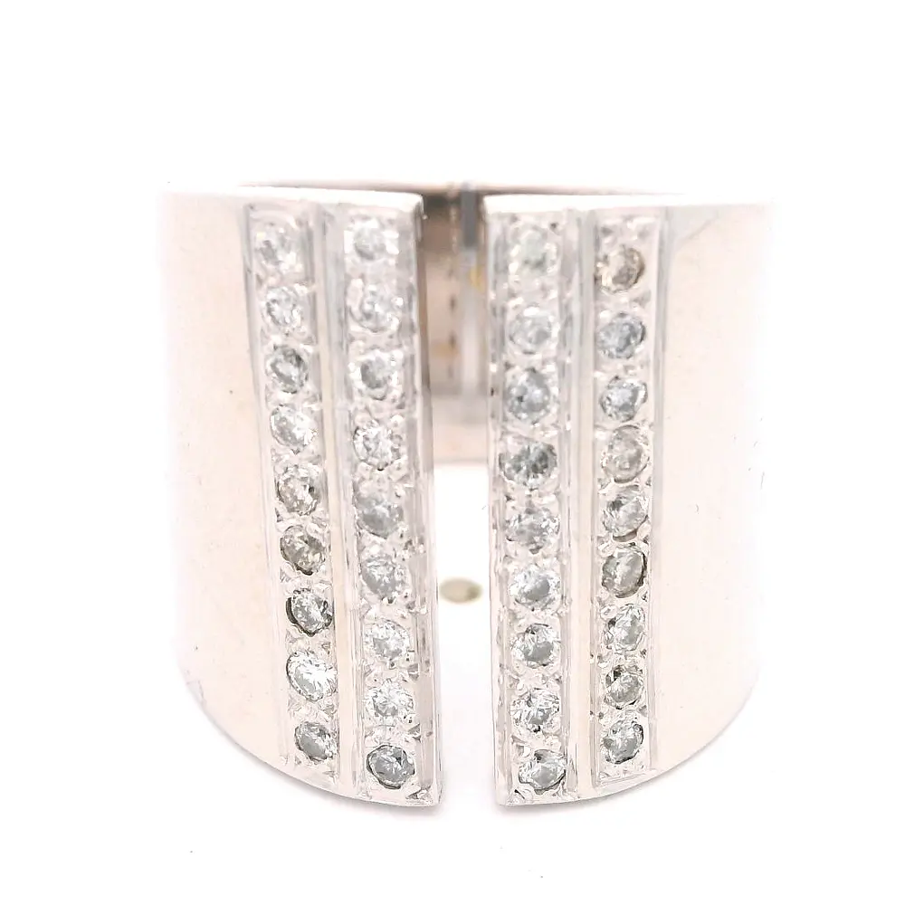 Anillo de Oro Blanco 18K Bombé con 36 Diamantes