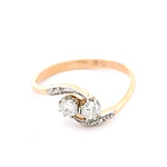 Anillo de Oro Amarillo 18K Crossed Calado con 8 Diamantes