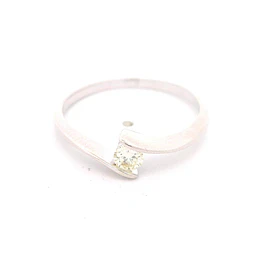 Anillo de Oro Rodinado 18K Solitario con 1 Diamante