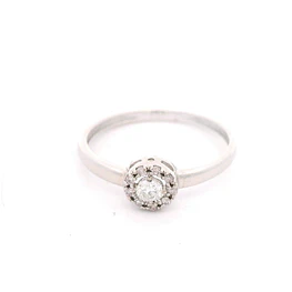 Anillo de Oro Rodinado 18K Halo con 10 Diamantes