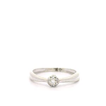 Anillo de Oro Rodinado 18K Solitario Flor con 7 Diamantes