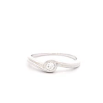 Anillo de Oro Rodinado 18K Solitario Crossed con 1 Diamante