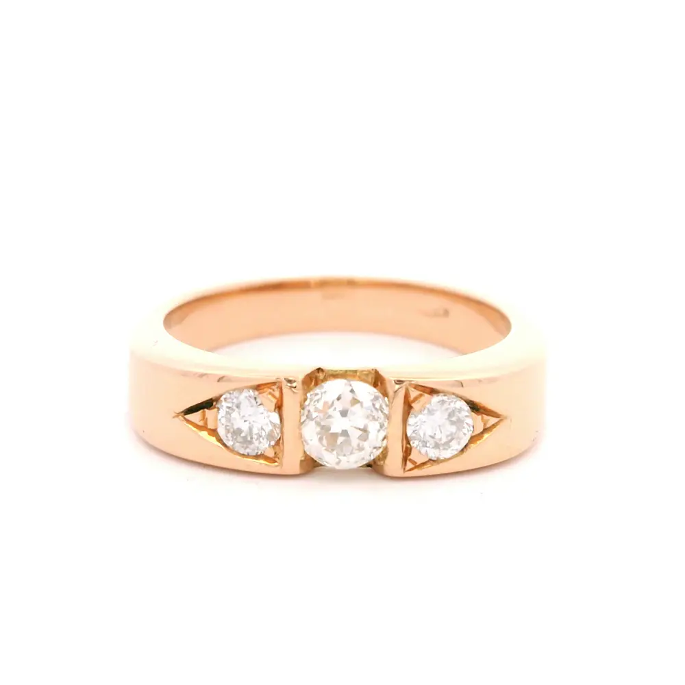 Anillo de Oro Amarillo 18K Trilogía con 3 Diamantes