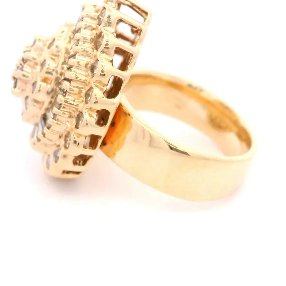 Anillo de Oro Amarillo 14K Gota con 56 Diamantes