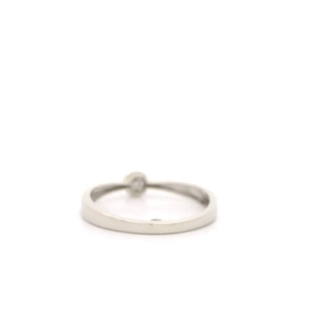 Anillo de Oro Rodinado 18K Solitario Flor con 7 Diamantes