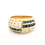 Anillo Bombé 18K Oro Amarillo con Diamantes y Zafiros Princess