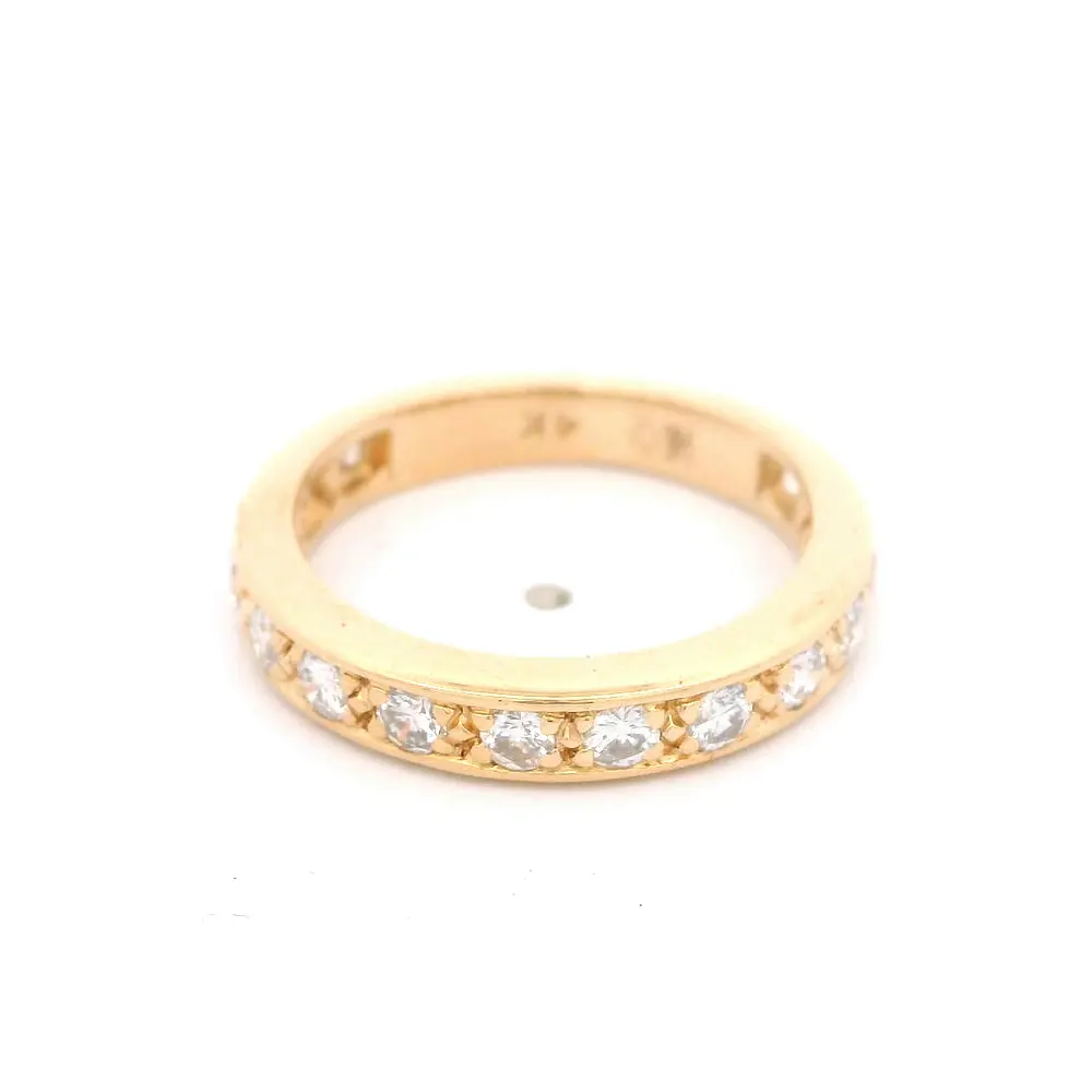 Anillo Cintillo 14K Oro Amarillo con 15 Diamantes