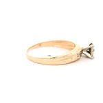 Anillo de Oro Amarillo 10K Solitario Cuadrado con 11 Diamantes