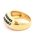 Anillo Bombé 18K Oro Amarillo con Diamantes y Zafiros Princess