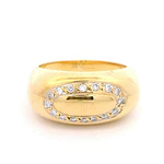 Anillo Bombé Ovalado 18K Oro Amarillo con 16 Diamantes