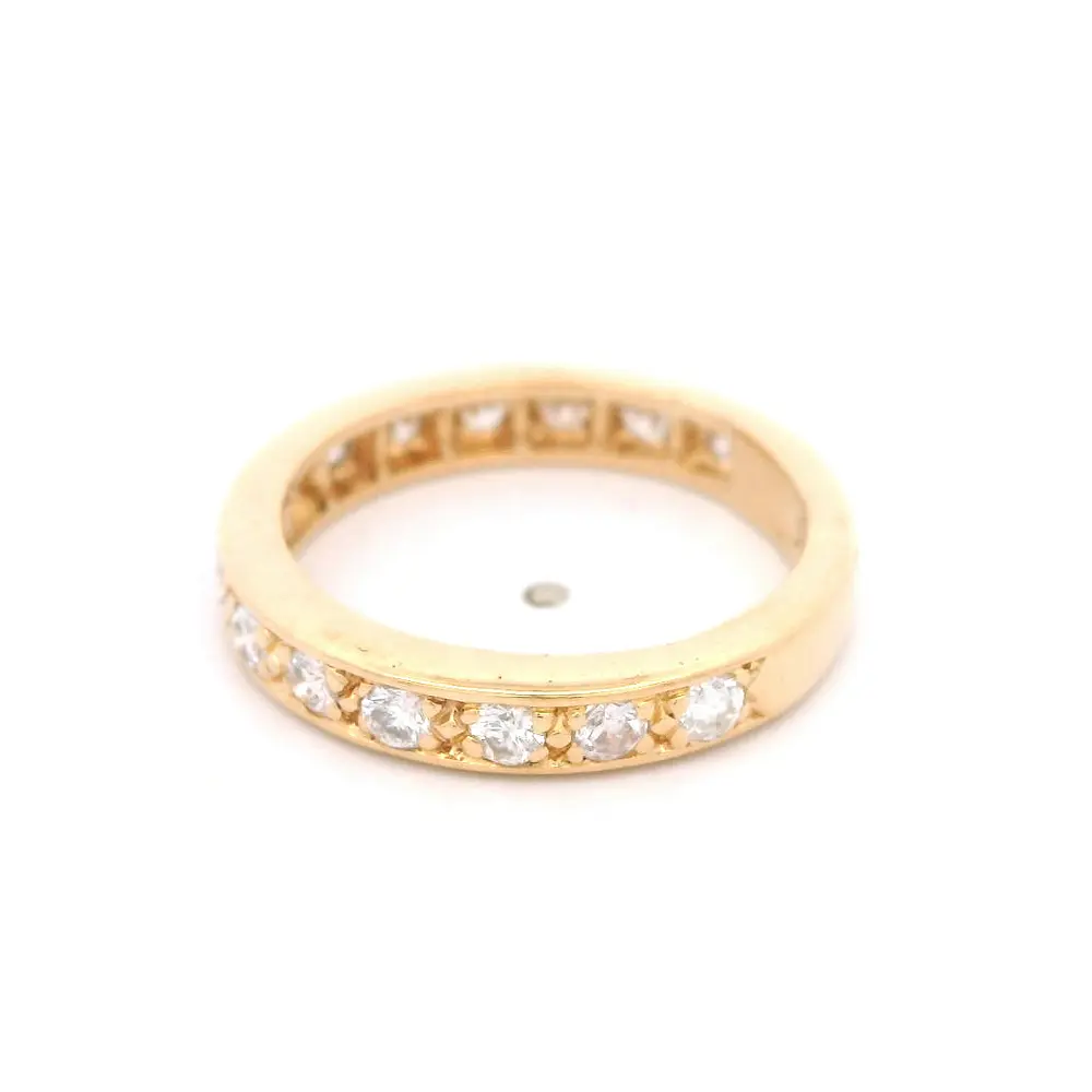 Anillo Cintillo 14K Oro Amarillo con 15 Diamantes