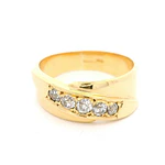 Anillo Tuerca Cintillo 18K Oro Amarillo con 5 Diamantes Corte Antiguo