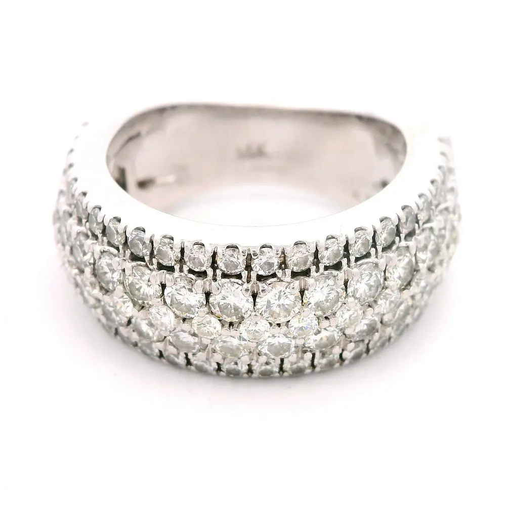 Anillo Bombé 14K Rodinado con 96 Diamantes