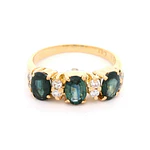 Anillo Cintillo 18K Oro Amarillo con Diamantes y Zafiros Ovales