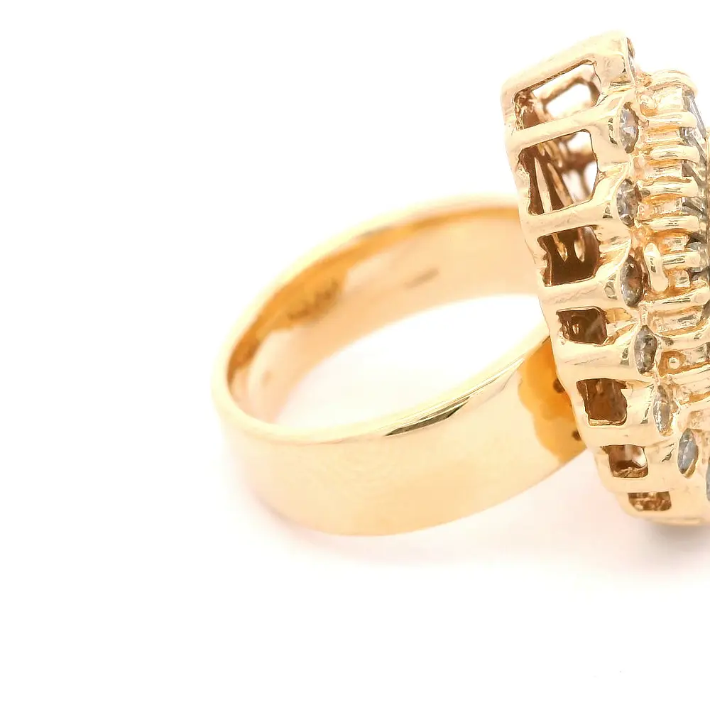 Anillo de Oro Amarillo 14K Gota con 56 Diamantes