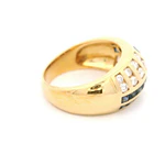 Anillo Bombé 18K Oro Amarillo con Diamantes y Zafiros Princess