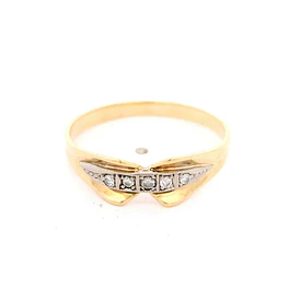 Anillo Lazo Ovalado 18K Dos Oros con 5 Diamantes